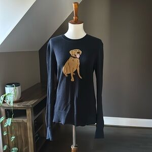 Brooks Brothers Yellow Labrador Dog Sweater Navy Washable EUC small